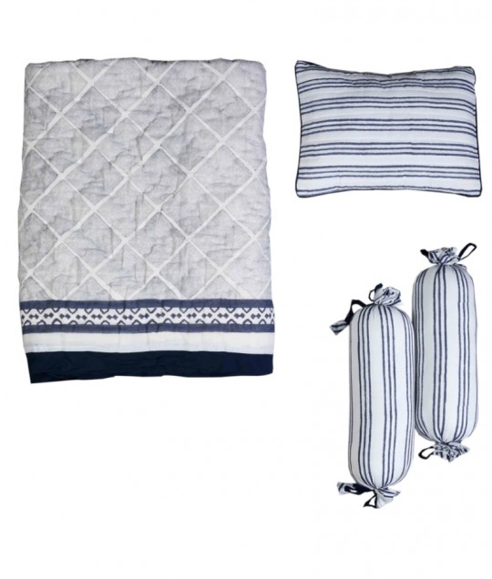 CAIRO BLUE CRIB BEDDING SET (4-Piece)