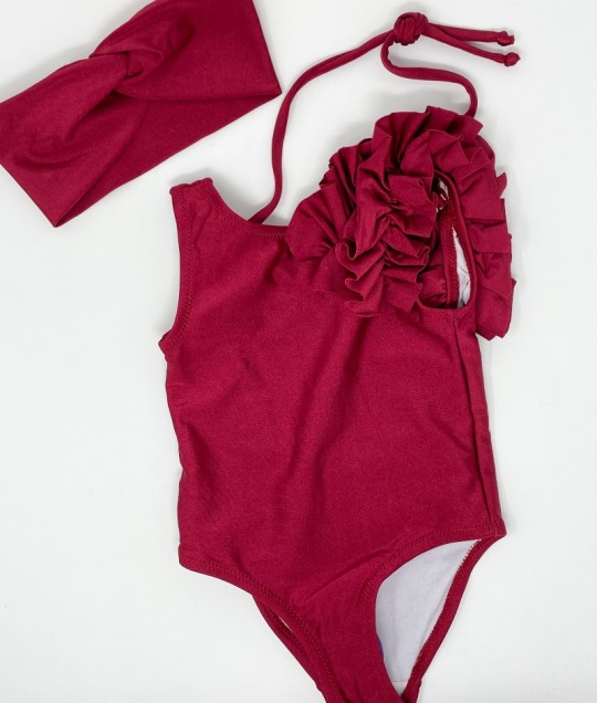Maroon Floral One Piece Swimsuit