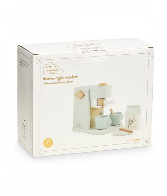 WOODEN COFFEE MACHINE, FSC 100% - DUSTY GREEN