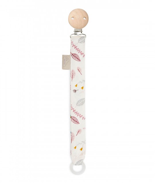 PACIFIER HOLDER - GOTS PRESSED LEAVES ROSE