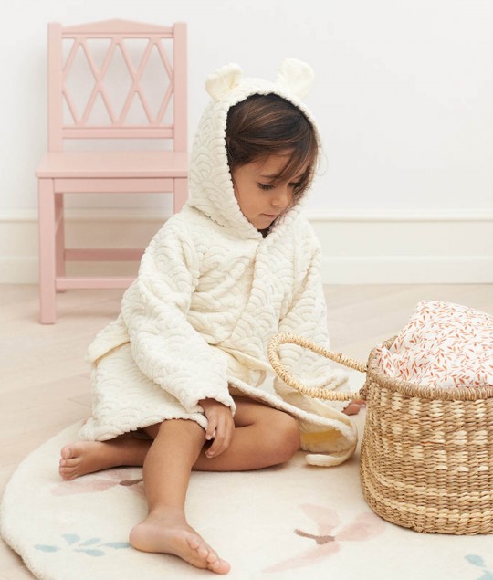 HOODED BATHROBE W/ EARS (OFF-WHITE)