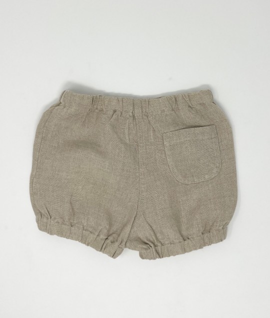 Linen Sleeveless Top & Beige Shorts