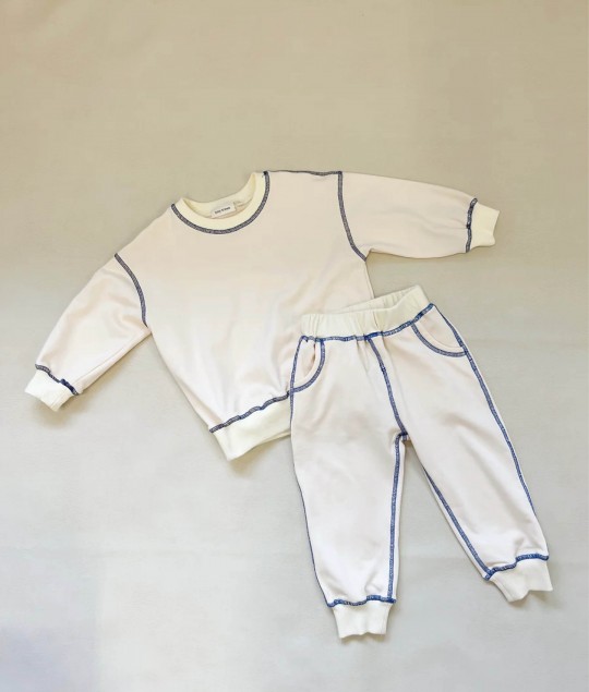 Imogen Cotton Set - Cream/Blue