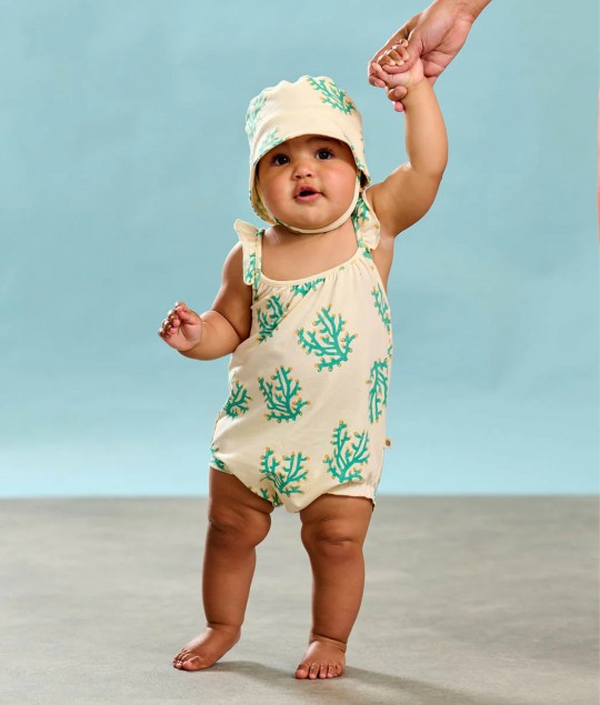 Clarion - Coral Frill Bubble Romper