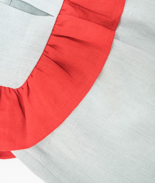 Beige / Red Linen Dress