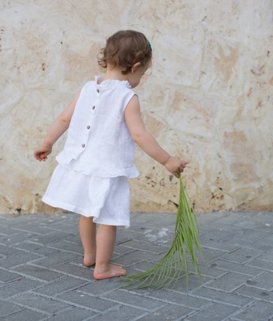 White Linen Girl Skirt & Top