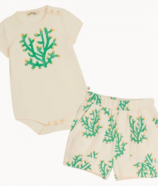 Coral Bodysuit & Shorts Set
