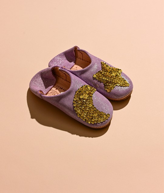 Lavender Glitter Gold Star & Moon