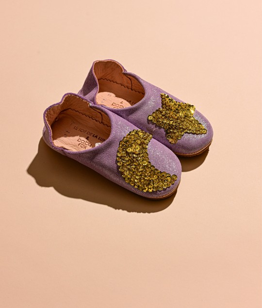 Lavender Glitter Gold Star & Moon