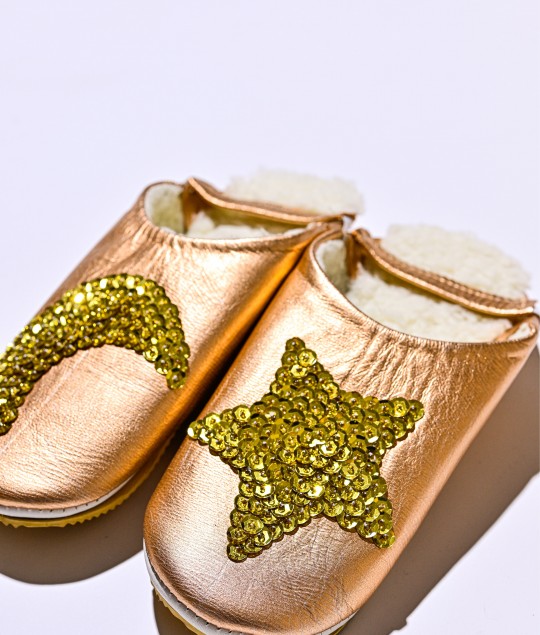 Sheep Metallic Glitter Gold Moon & Star