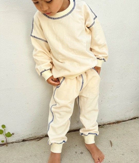 Imogen Cotton Set - Cream/Blue