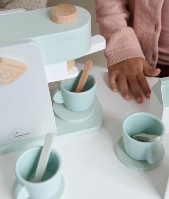 WOODEN COFFEE MACHINE, FSC 100% - DUSTY GREEN