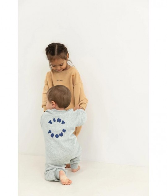Otto Puff Circle Logo Romper - Grey Marle