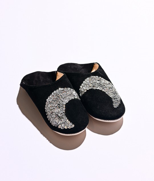 Black Silver Moon Slipper
