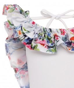 Crossed-Back Stripped Swimsuit - Floral