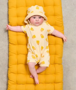 Yellow Towelling Shortie & Hat Set