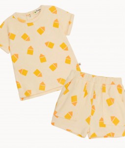 Yellow Towelling Shorts & T-shirt Set