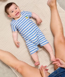 Blue Stripe Shortie & Sunhat Set
