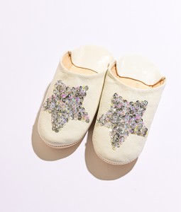 White Silver Multi Star Slippers