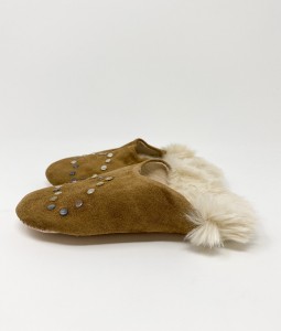 Brown Suede Heart Slippers