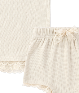 ORGANIC PJ SINGLET SHORTIES SET. POWDER