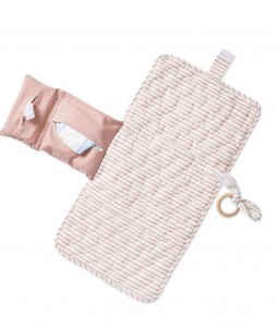 Striped On the Go Portable Changing Pad - Petal