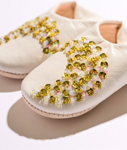 White Gold Multi Moon Slippers