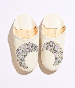 White Silver Multi Moon Slippers
