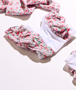 White Floral High waisted Bikini Set
