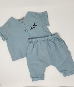Linen Top & Harem Pants - Baby Blue
