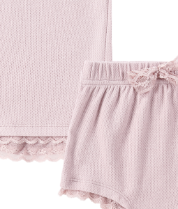 ORGANIC PJ SINGLET SHORTIES SET. PALE LILAC