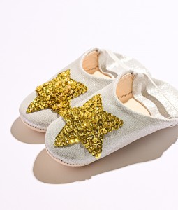 Silver Glitter Gold Star Slippers