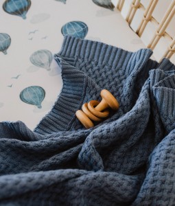 Diamond Knit Baby Blanket - Navy
