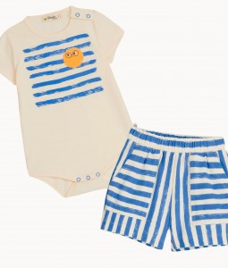 Blue Stripe Bodysuit & Shorts Set