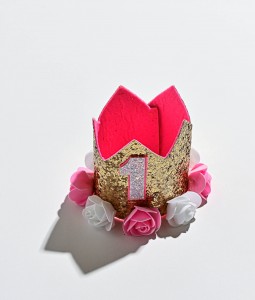 Birthday Crown - Pink Flower Glitter