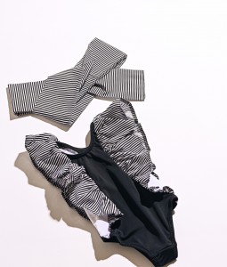 Stripped black&white Swimsuit