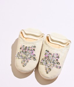 White Silver Multi Star Slippers