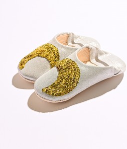 Silver Glitter Gold Moon Slippers