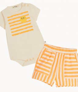 Orange Stripe Bodysuit & Shorts Set