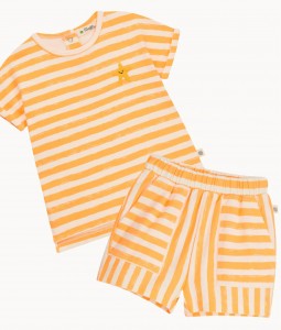 Orange Stripe Shorts & T-shirt Set