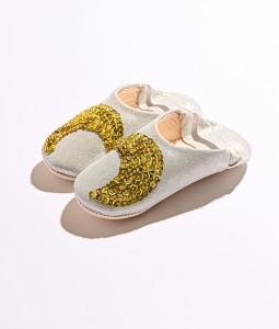 Silver Glitter Gold Moon Slippers