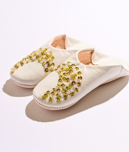 White Gold Multi Moon Slippers