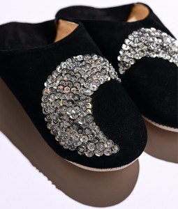 Black Silver Moon Slipper