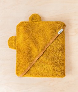 Hooded Towel - Mustard (with caramel trim)