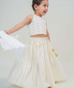Golden Hearts Lehenga Set - White