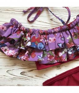Purple Floral Bikini Set