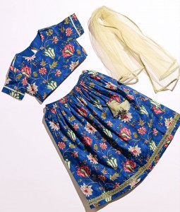 Girls Lehenga Set printed - Blue