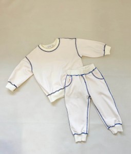Imogen Cotton Set - Cream/Blue
