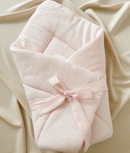 Muslin Baby Wrap with bow - Frosty Pink