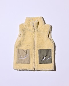 Teddy Vest with stand collar - Ecru